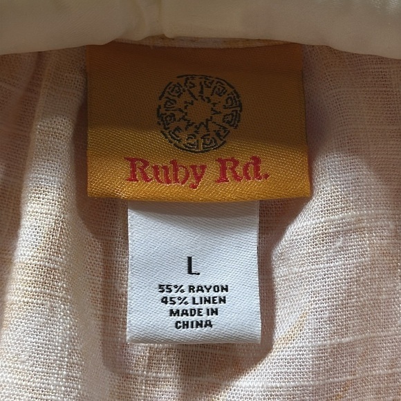 RUBY RD. Women’s White/Yellow Floral Hawaiian V-Neck Tunic Size L - Picture 4 of 5